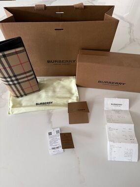 Burberry Beige Check Long Wallet with Black Trim
